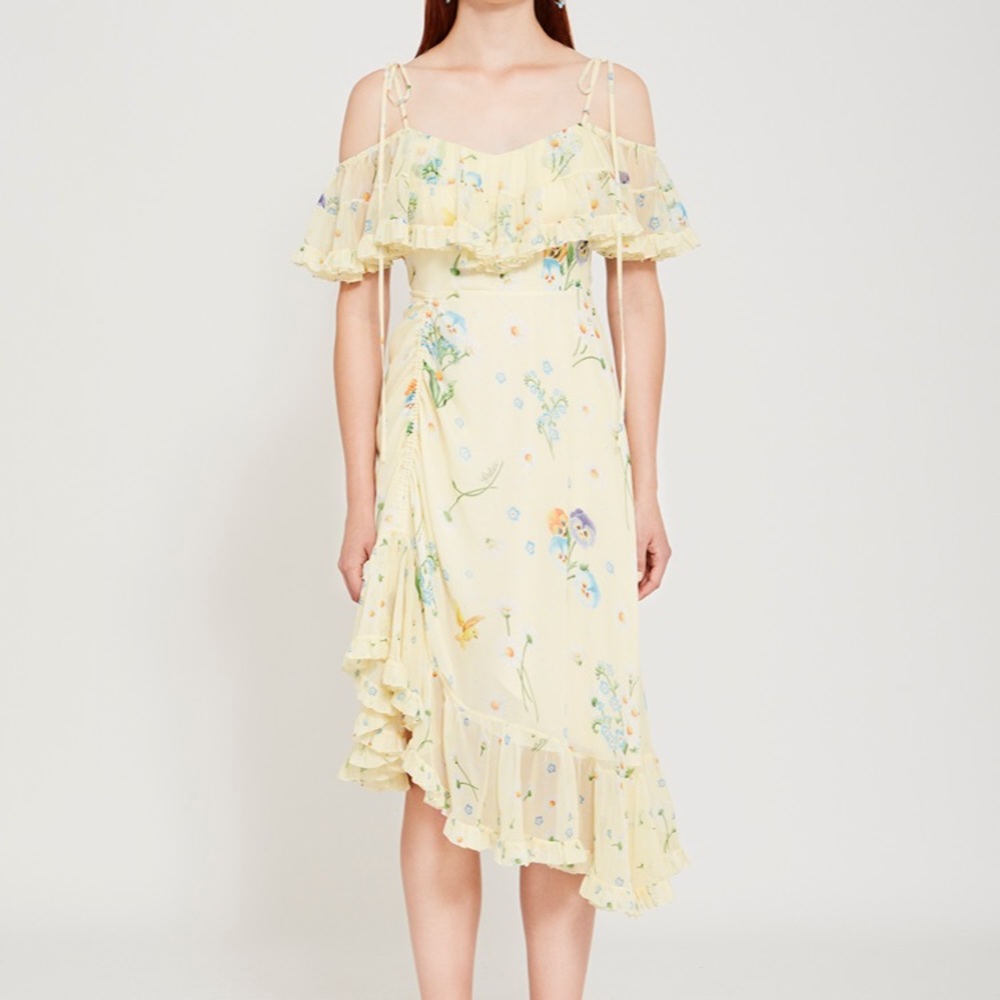 Sretsis silk off the shoulder dress